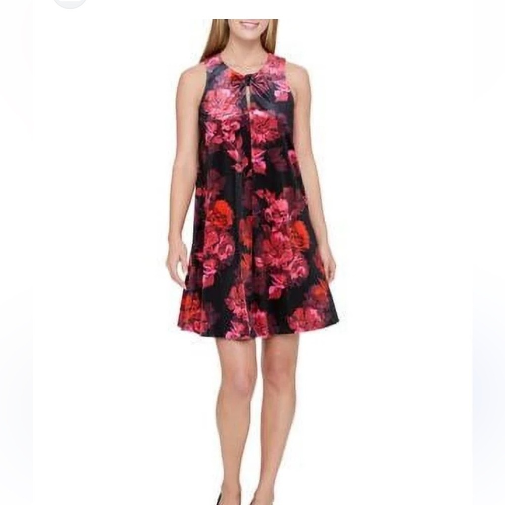 Tommy Hilfiger Floral velvet Black and Red Dress size 8